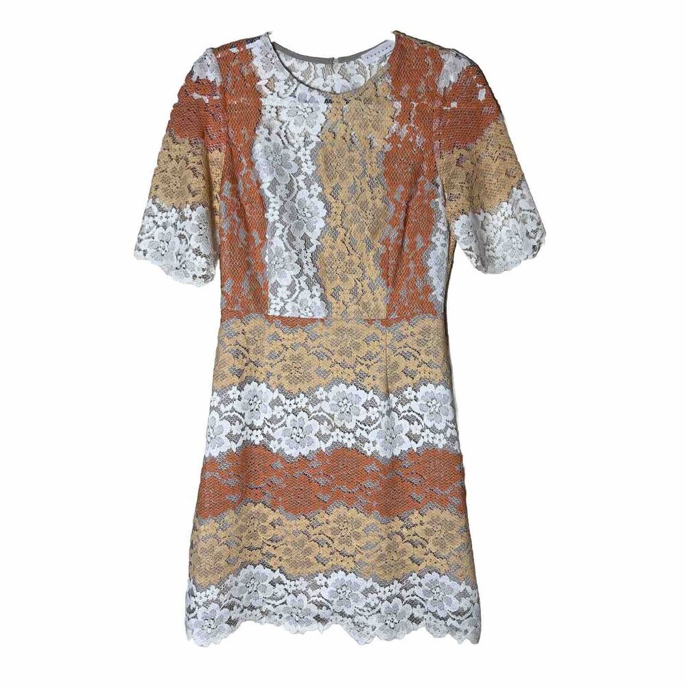 Flutter By Dance & Marvel Lace Dress  Striped Women's Size Medium‎ Ivory Orange